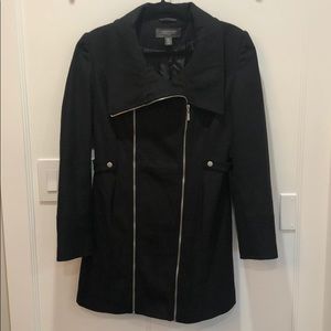 Black Zipper Dress Coat